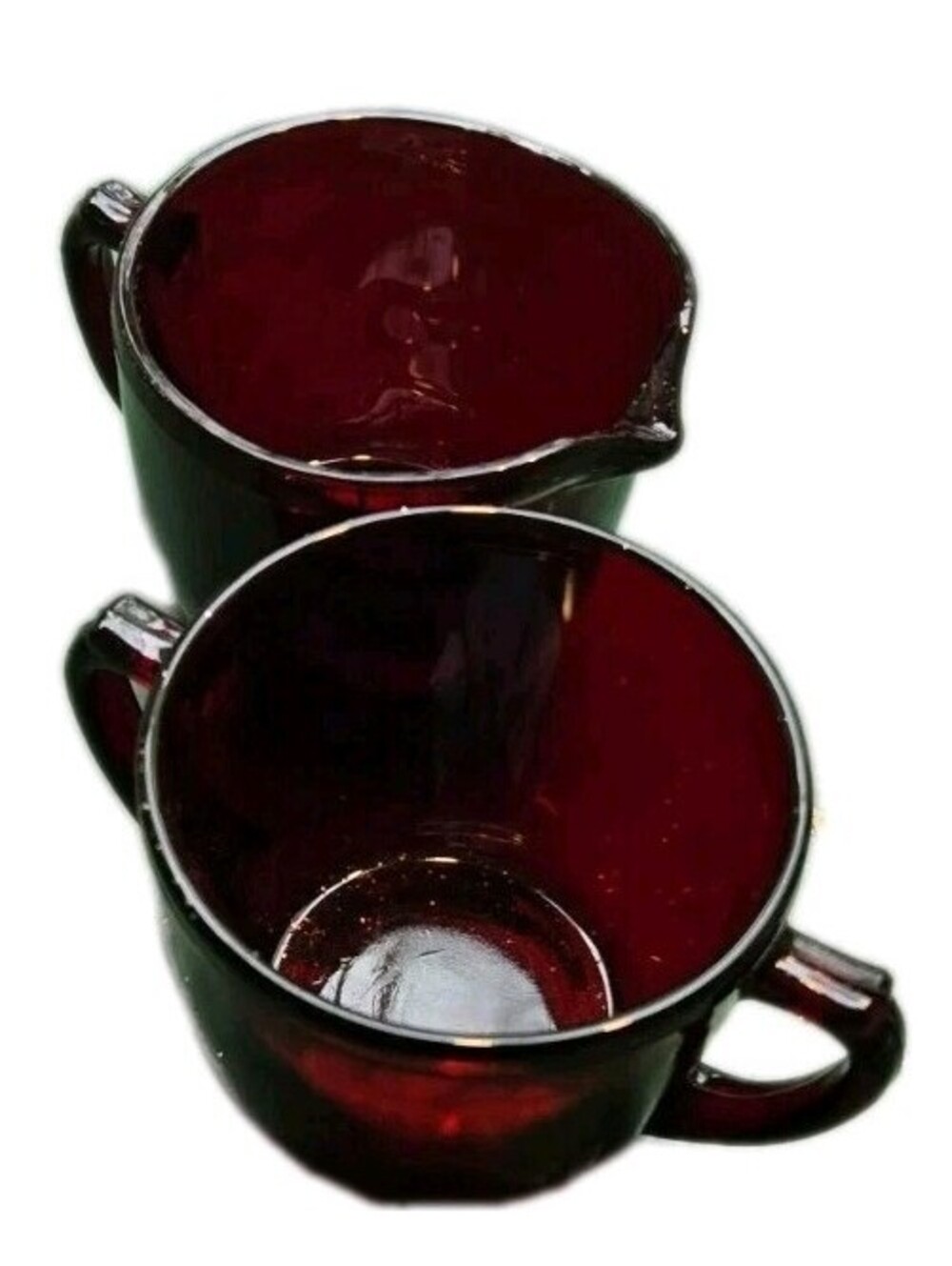 Vintage Anchor Hocking Royal Ruby Red Glass Cream & Sugar Set